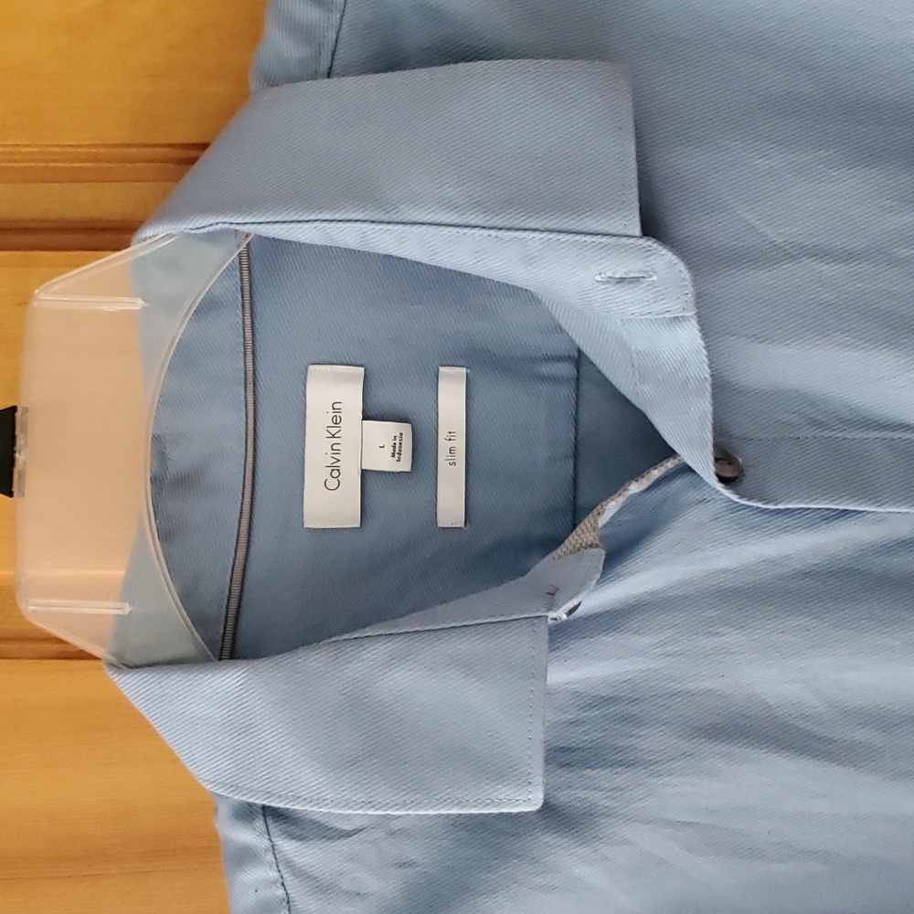 Calvin Klein Mens Blue Roll Tab Long‎ Sleeve Buttondown Shirt Size Large - Picture 6 of 11